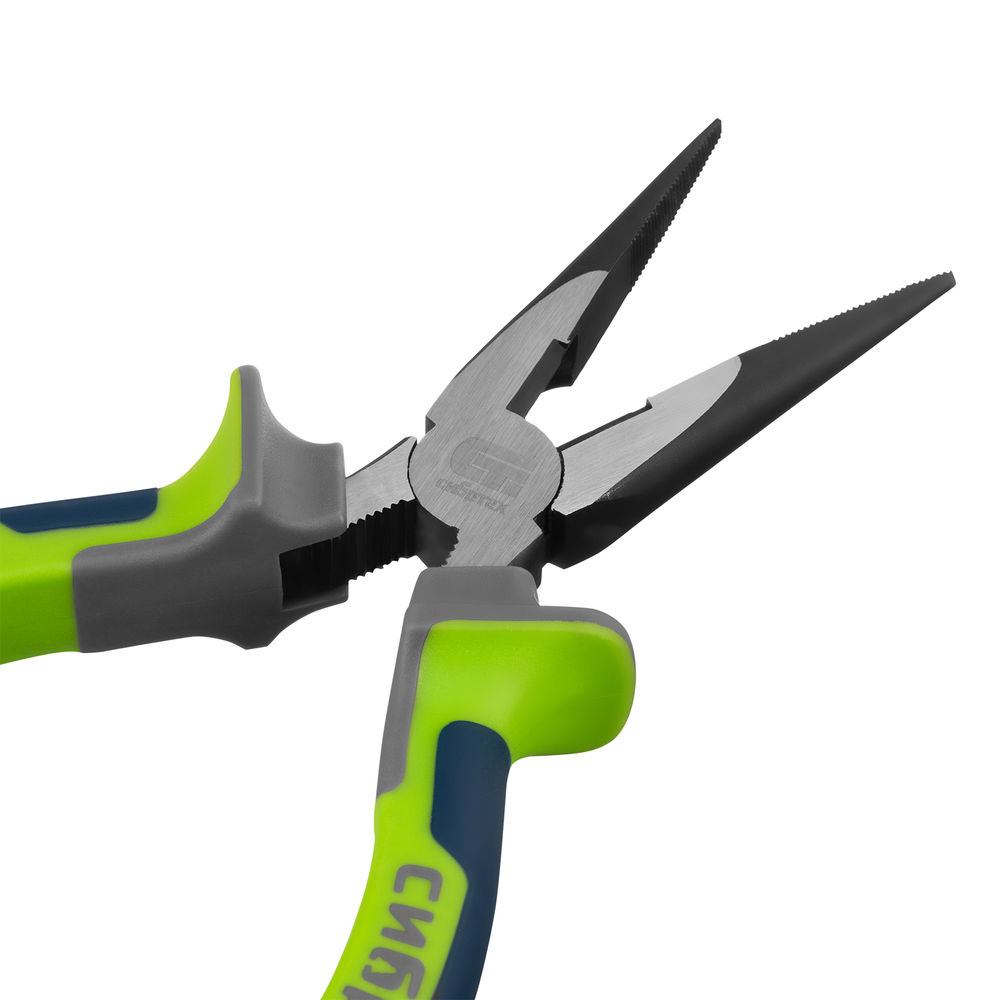 Длинногубцы прямые 160 мм, фосфатирование, трехкомпонентные рукоятки Сибртех (17155)