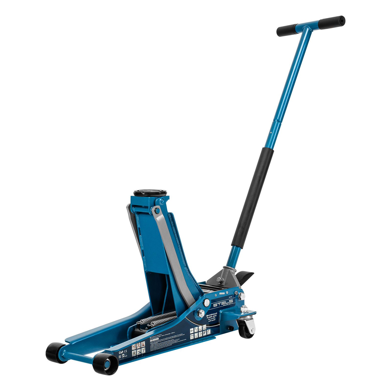 Домкрат гидравлический подкатной 3 т, быстрый подъем, Low profile quick lift, 75-505 мм, профессиональный STELS