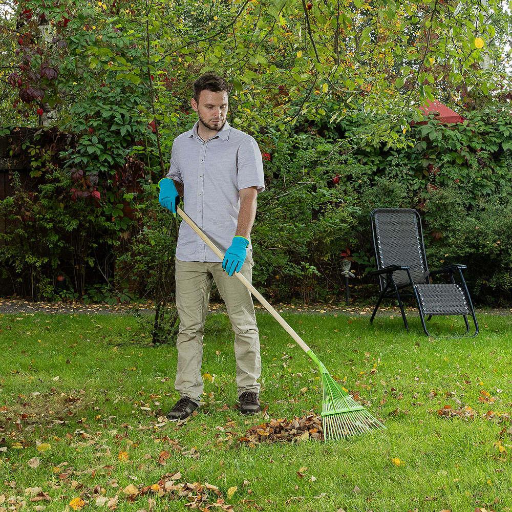 Грабли веерные стальные, 565 мм, 22 плоских зуба, эмалированные, усиленные, без черенка, Palisad (617015)