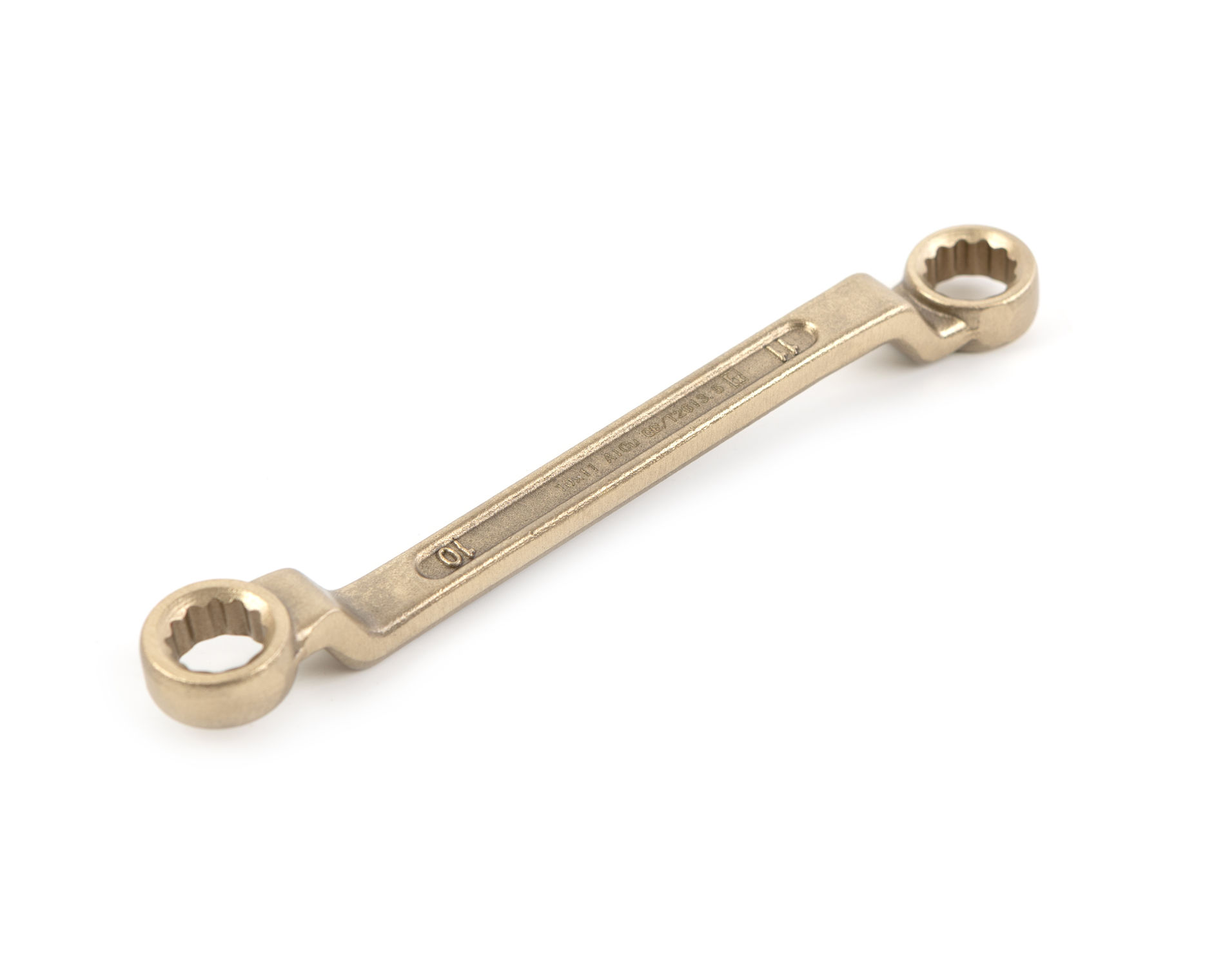 Ключ гаечный накидной двусторонний коленчатый 10х11 искробезопасный сплав AlCu 151-1011, HORTZ