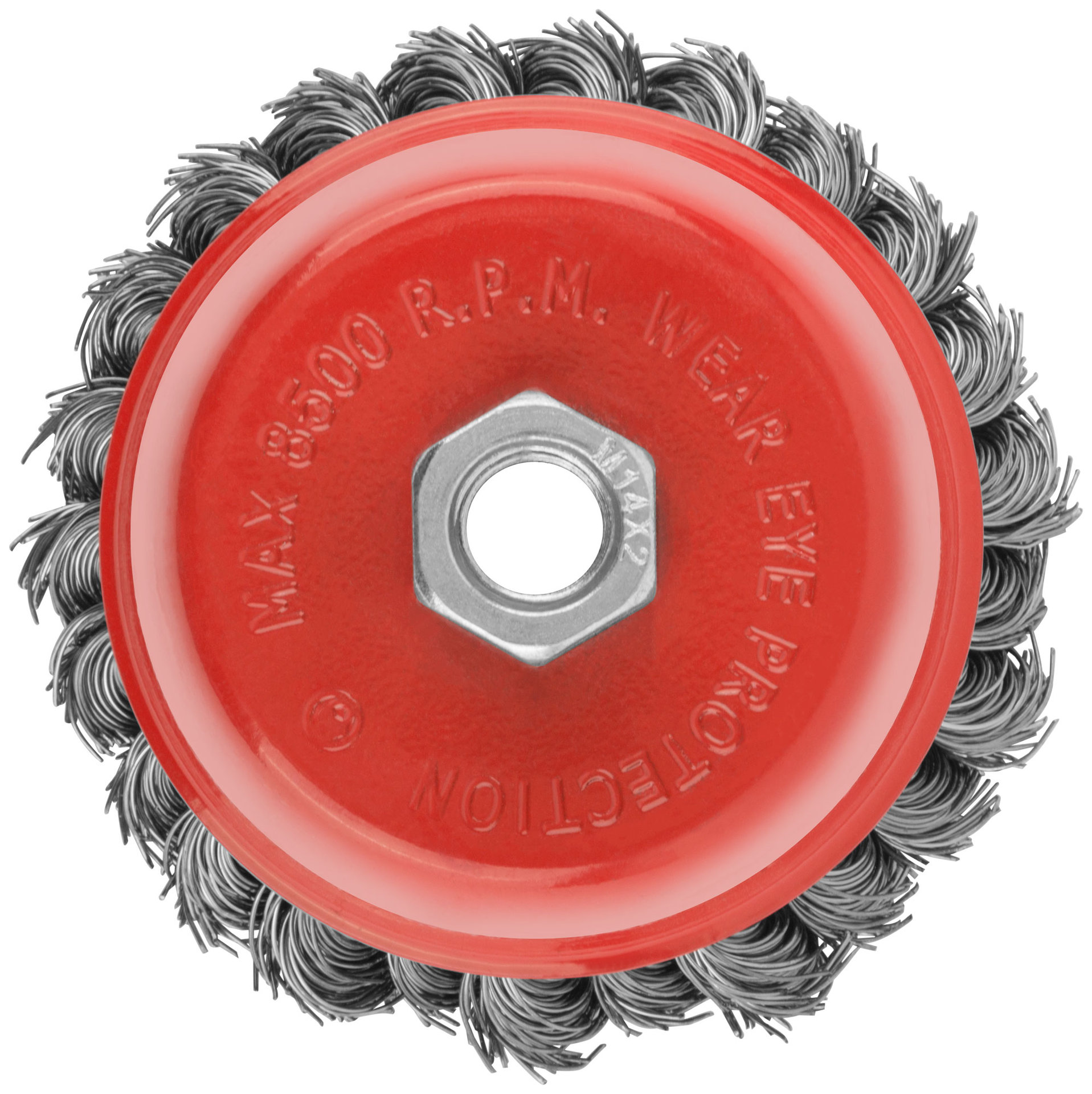 Корщетка чашечная, гайка М14, стальная витая проволока 100 мм (39043)
