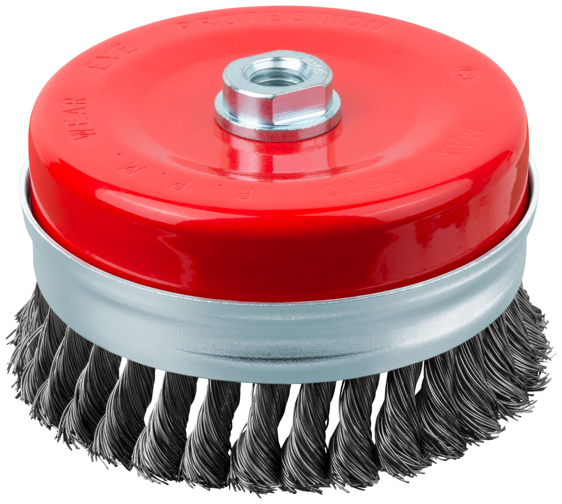 Корщетка-чашка, гайка М14, стальная витая проволока с бандажом, Профи 125 мм (39512)