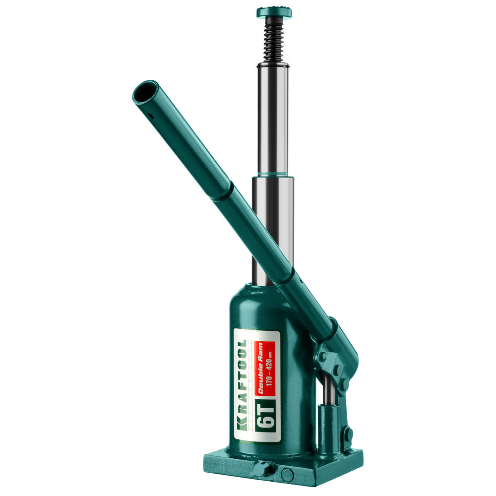 Домкрат бутылочный двухштоковый 6 т, 170 - 420 мм с увеличенным подъемом DOUBLE RAM KRAFTOOL 43463-6