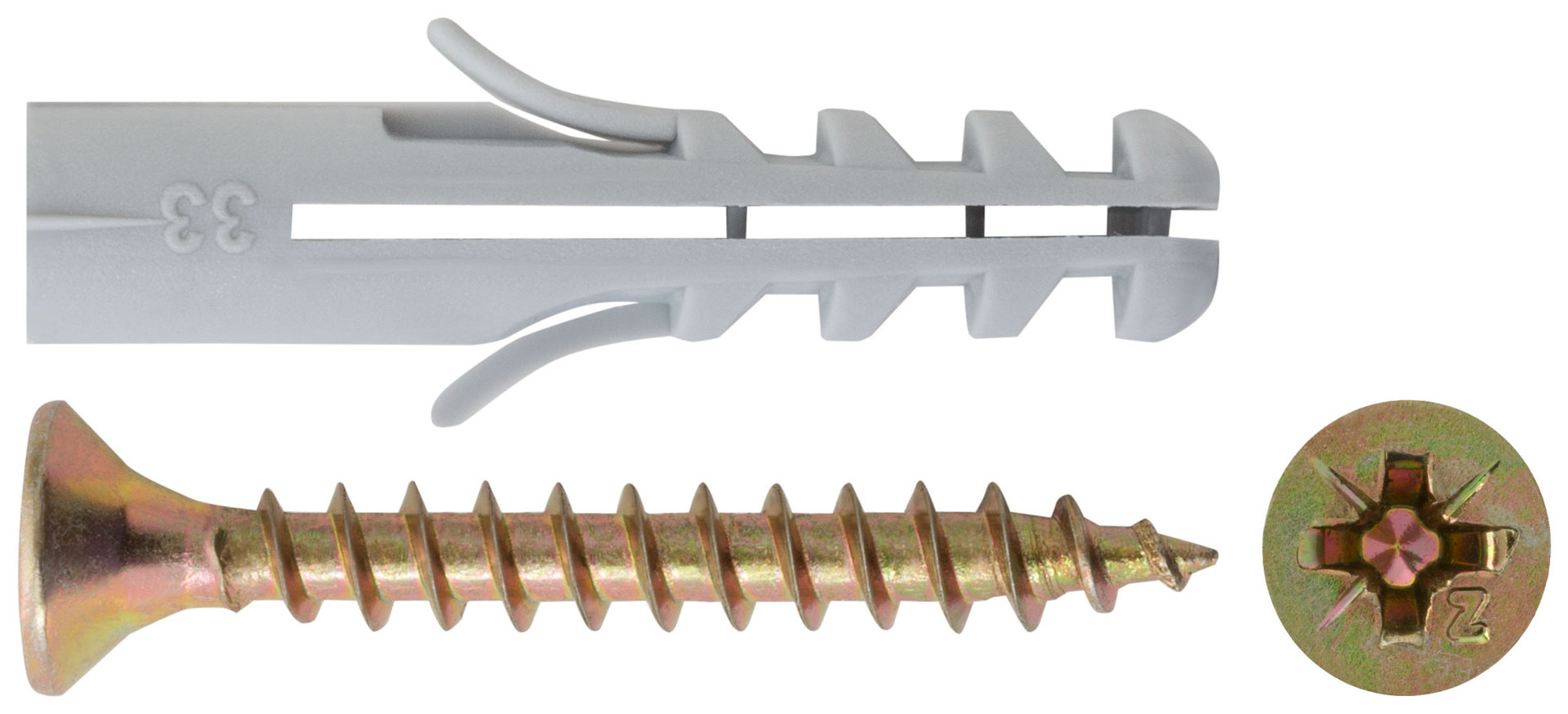 Крепление для плинтусов.Комплект: дюбель с шурупом 6х30/4х30 (фасовка 12 шт) (24891-2)