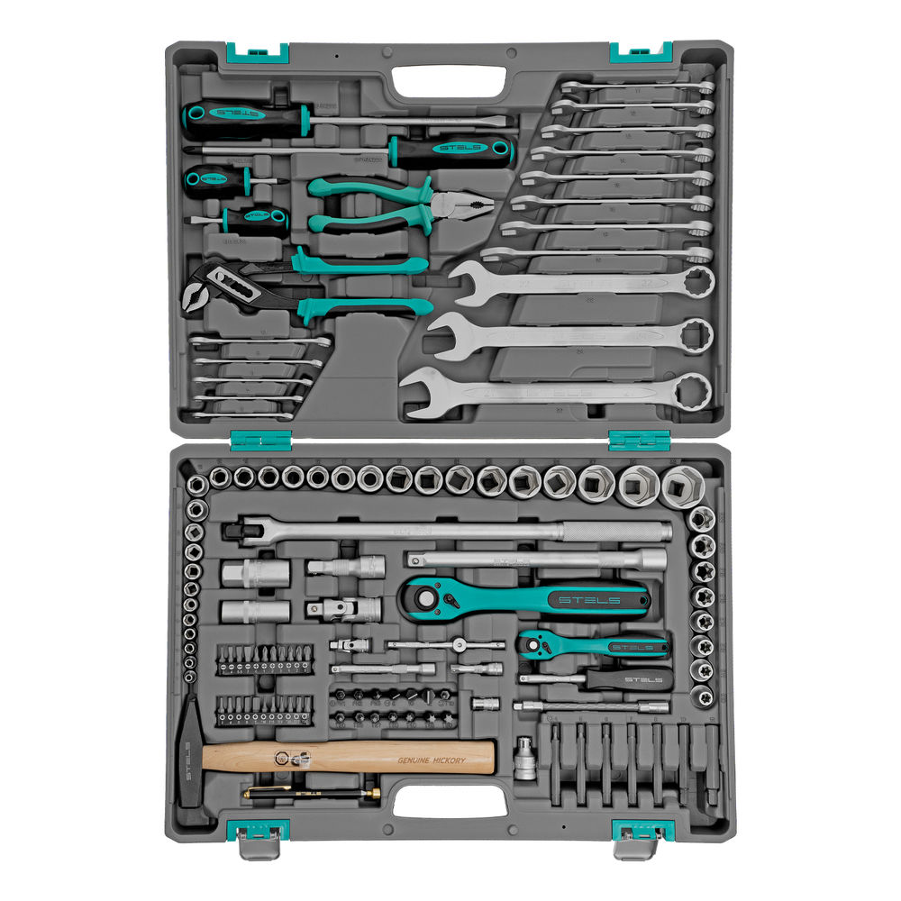 Набор инструментов, 1/4, 1/2, Cr-V, S2, усиленный кейс, 119 предметов Stels