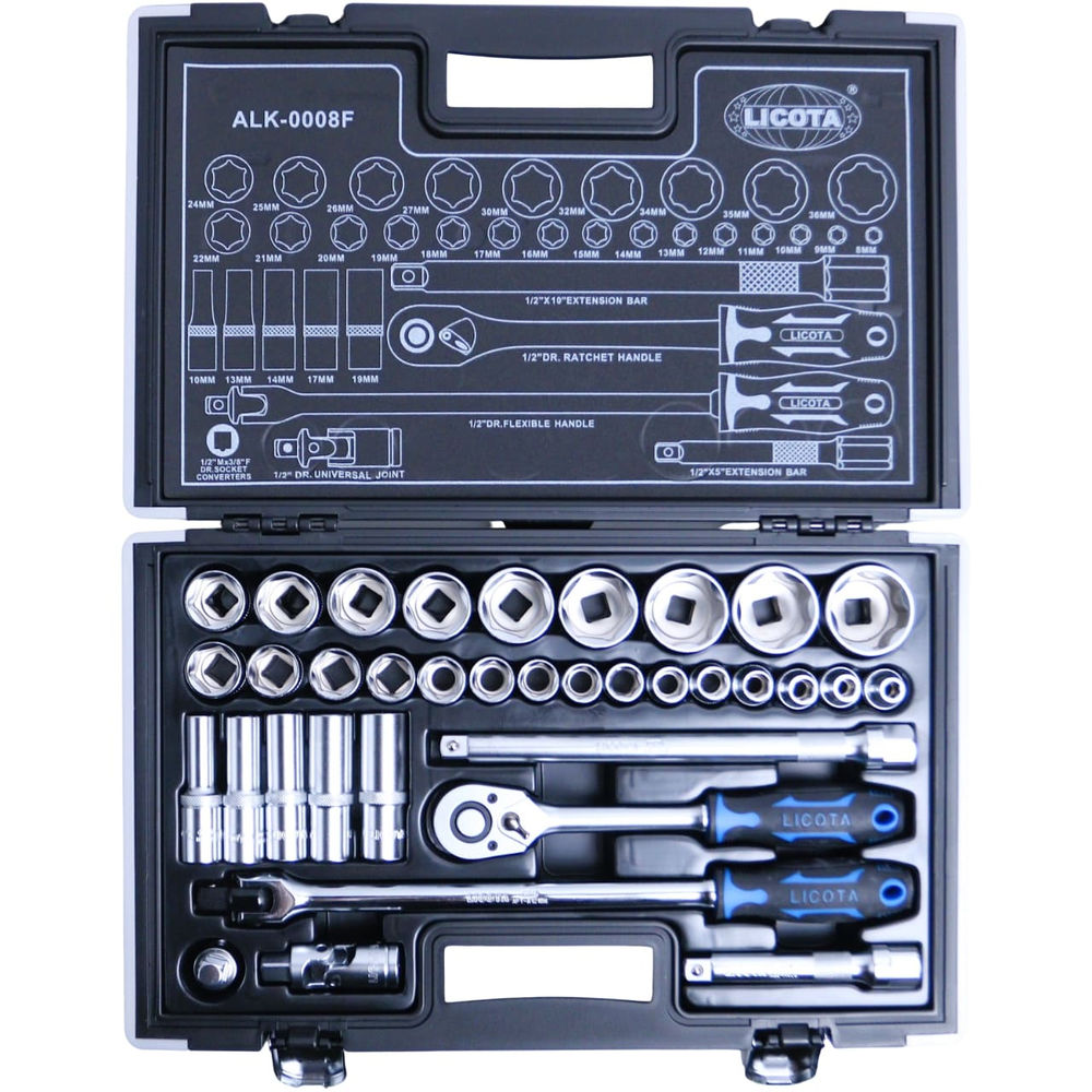 Набор торцевых головок 6-ти гранных 35 пр., 8-36 мм 1/2 Licota ALK-0008F