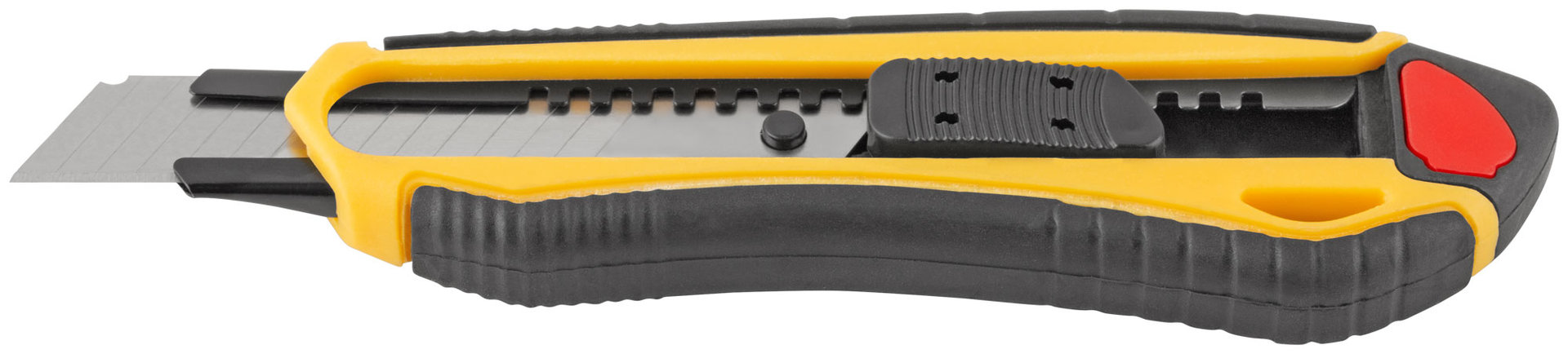 Нож технический 18 мм усиленный прорезиненный, 2-х сторонняя автофиксация (10248)