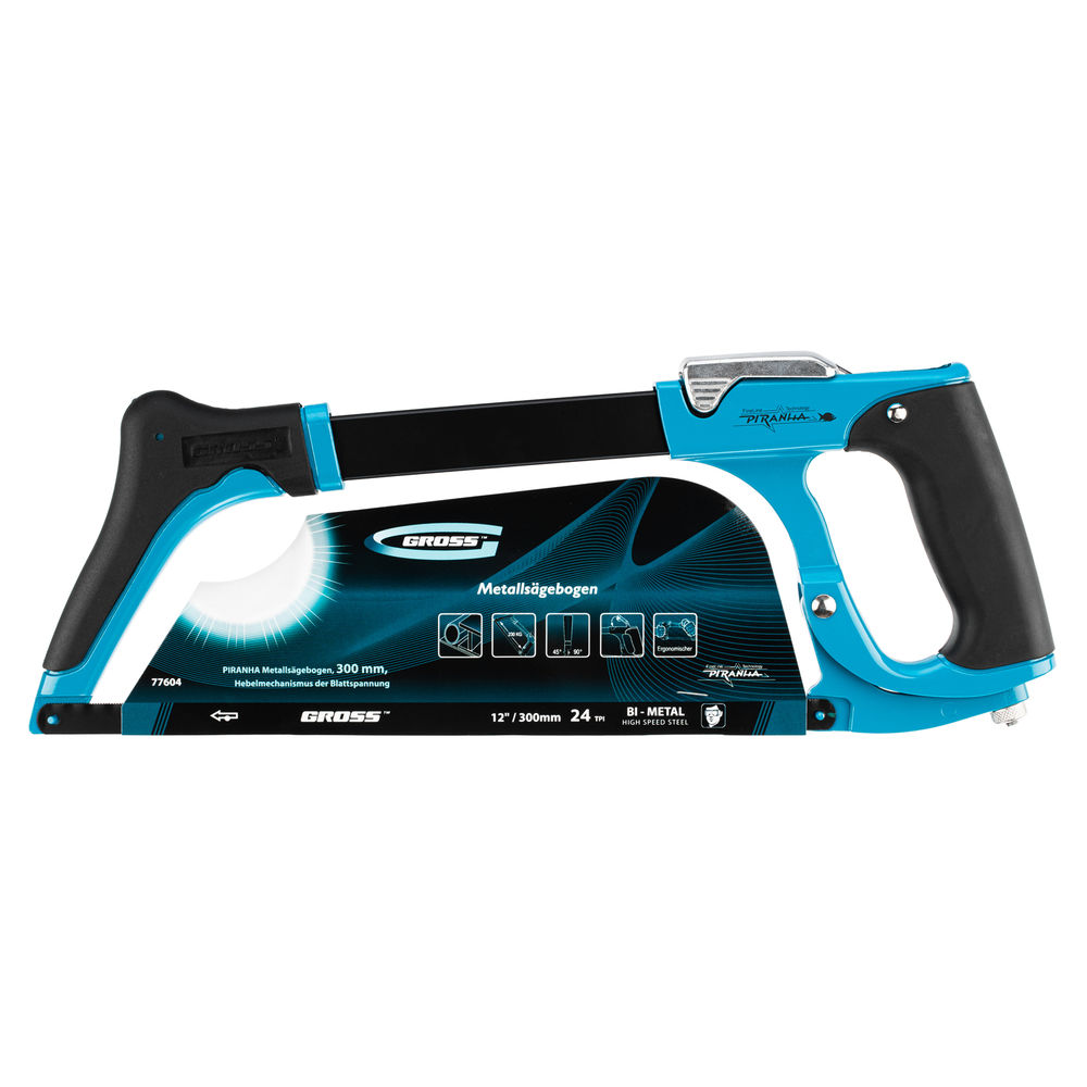 Ножовка по металлу Piranha, 300 мм, рычажный механизм натяжения полотна Gross