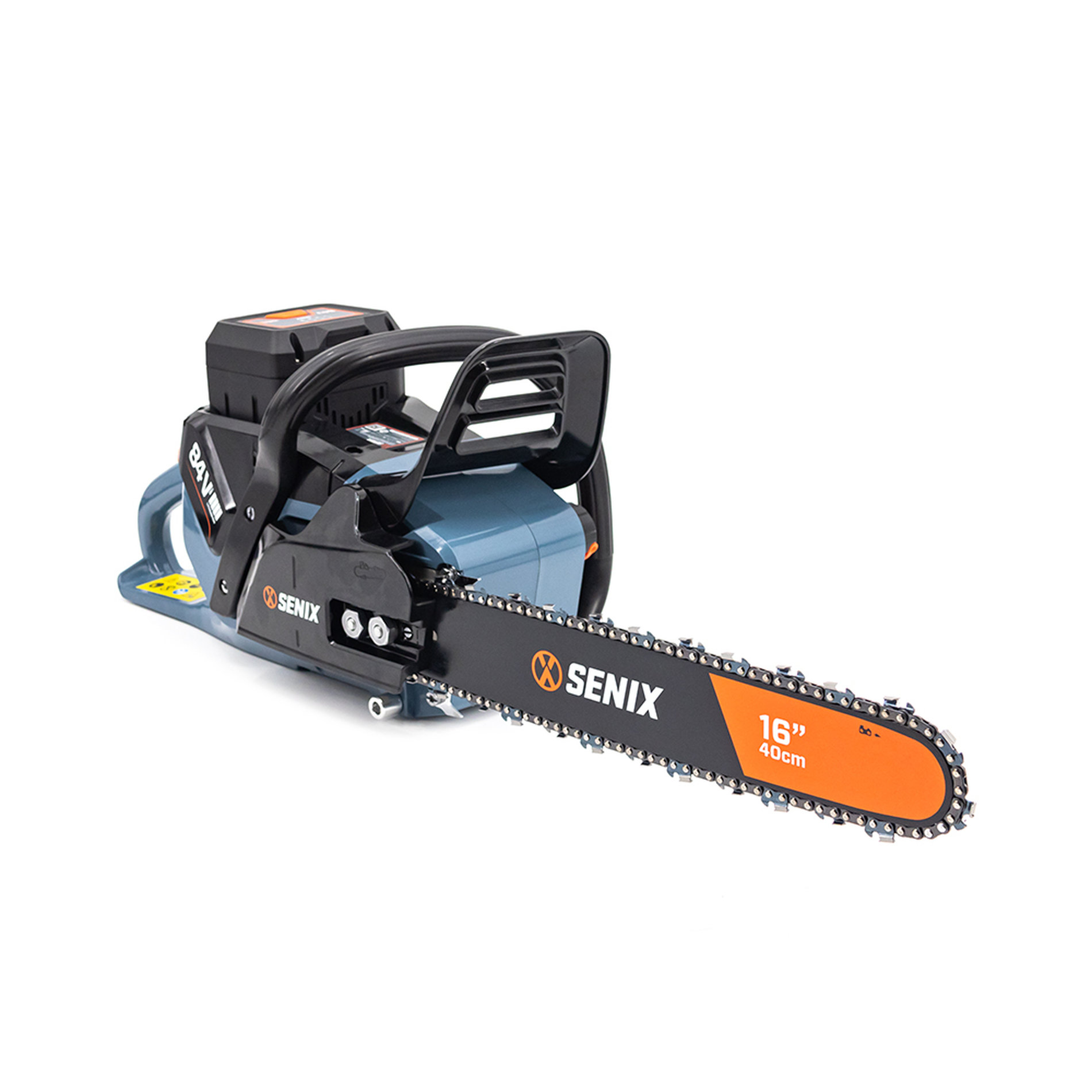 Пила цепная, бесщ.мотор, 40 см (16). В комплекте: 1 батарея 10.0Ач, ЗУ X8 84В