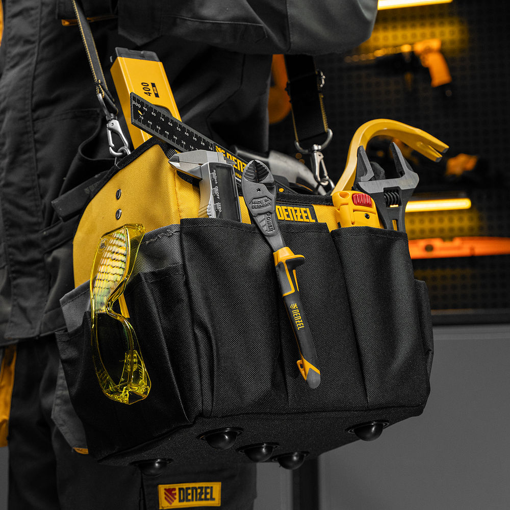 Переноска для инструмента, 260х240х300 мм, 22 кармана, наплечный ремень Denzel