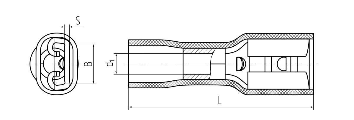 Разъем кабельный плоский полностью изолированный «мама» РППИ-М 2.5–(4.8) серия ПРОФИ (КВТ) (74252)