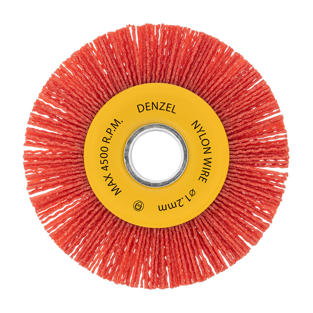 Щетка для УШМ, 125 мм, Плоская, нейлоновая щетина, посадка 22,2 мм Denzel (74461)