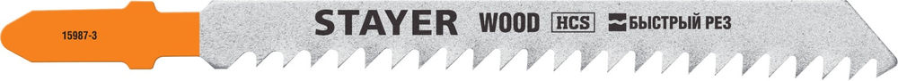 Полотна для лобзика T-хвост., HCS сталь, по пластику/дереву/ДСП, шаг зуба 3 мм (8TPI), раб. длина 75 мм, 2 шт T111C Professional STAYER 15987-3