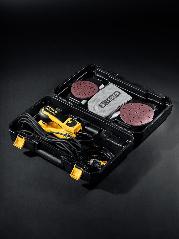 Машина орбитально-шлифовальная бесщеточная d125 / d150 мм, 2.5 мм, 350 Вт, кейс BOS-25 Duo STEHER BOS-25