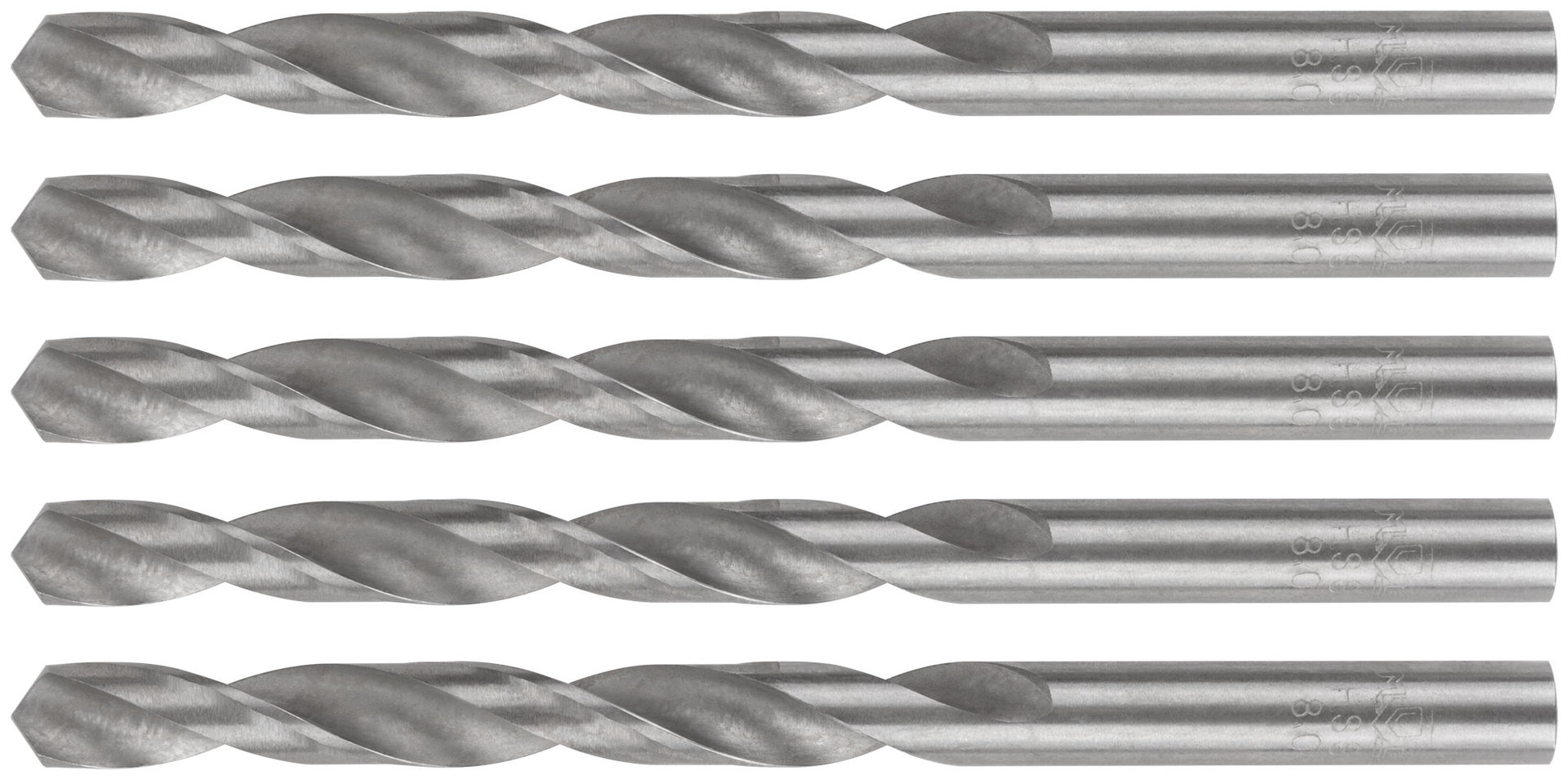 Сверла по металлу HSS, угол заточки 118°, 8,0 x 117 мм, (5 шт.) (35571М)