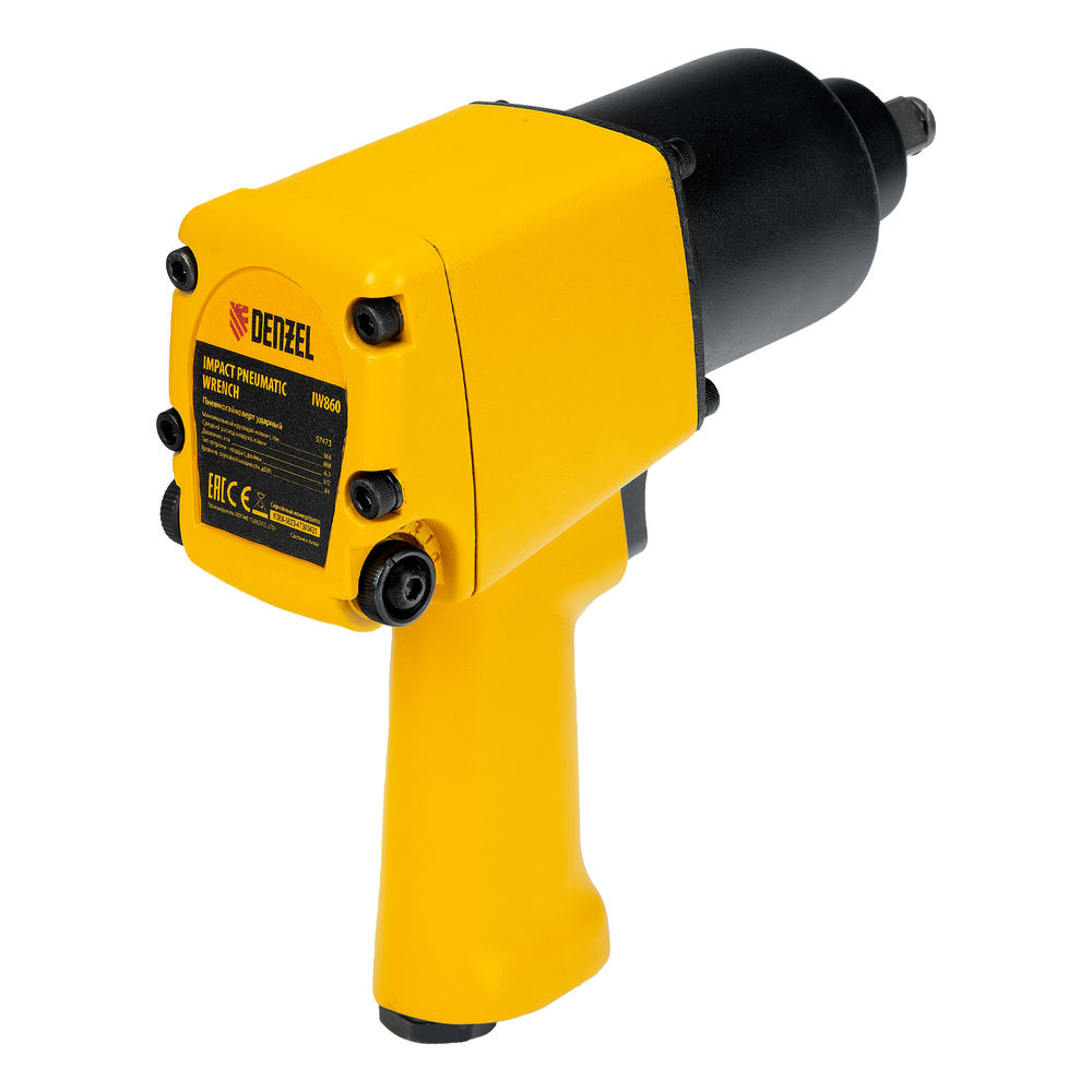 Ударный пневмогайковерт IW860+набор головок, 1/2, 7000 об/мин, 868 Нм Denzel (57473)