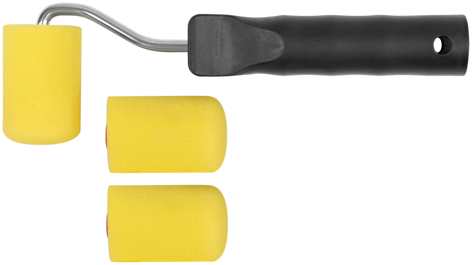 Валик поролоновый желтый с ручкой мини 50 мм + 2 сменных ролика (02830)