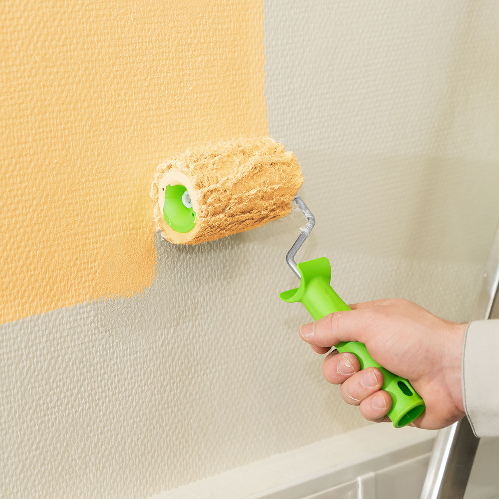 Валик с натуральным мехом, с ручкой, 100 мм, ворс 12 мм, D 48 мм, D ручки 6 мм, Сибртех (80121)