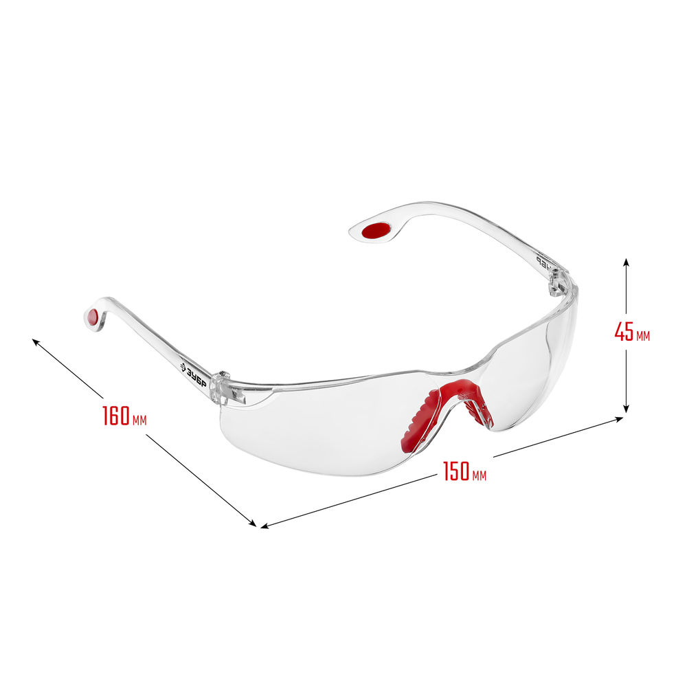 Очки защитные открытого типа СПЕКТР 3, прозрачные, широкое моностекло ЗУБР 110315
