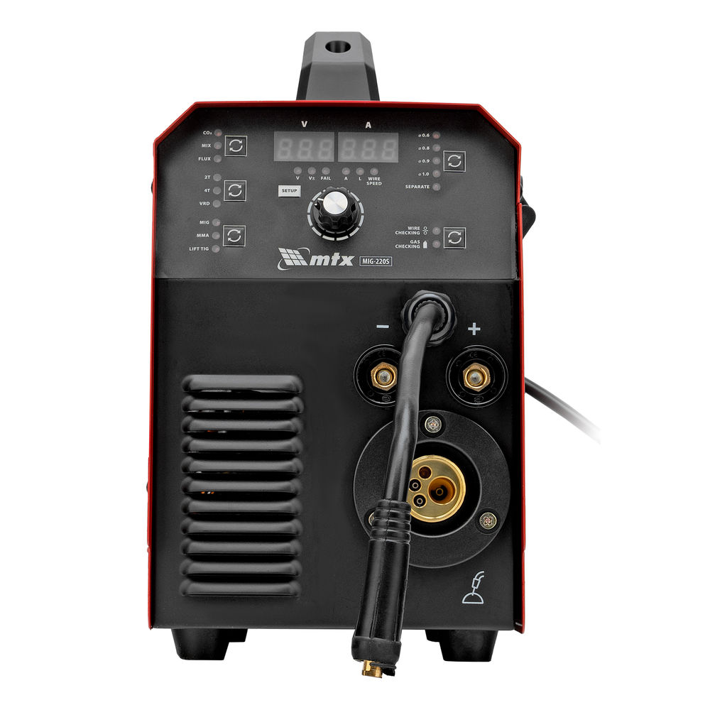 Аппарат инвертор. полуавтомат. cварки MIG-220S, 220A, ПВ 60%, катушка 5 кг MTX (94304)