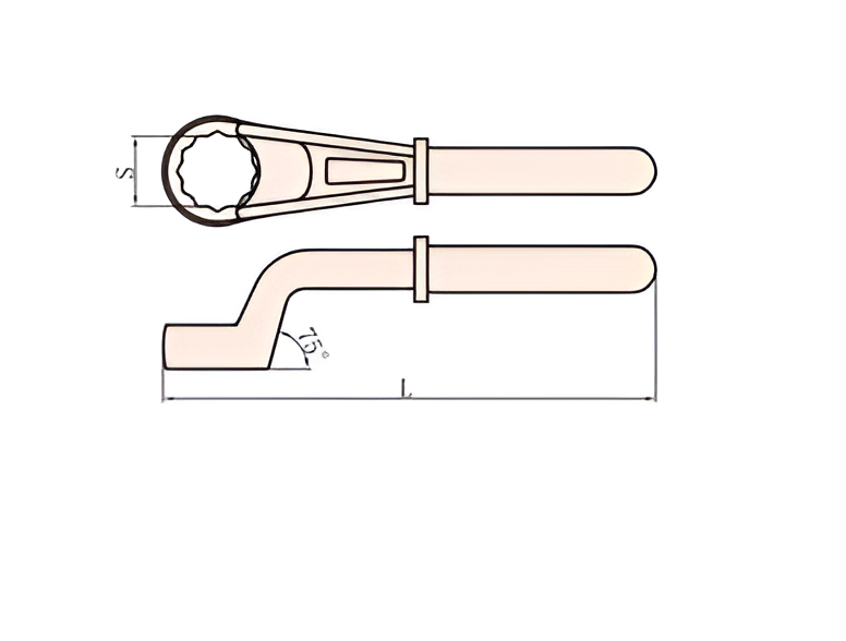 Ключ накидной под удлинитель 70 мм искробезопасный сплав AlCu 164A-70, HORTZ