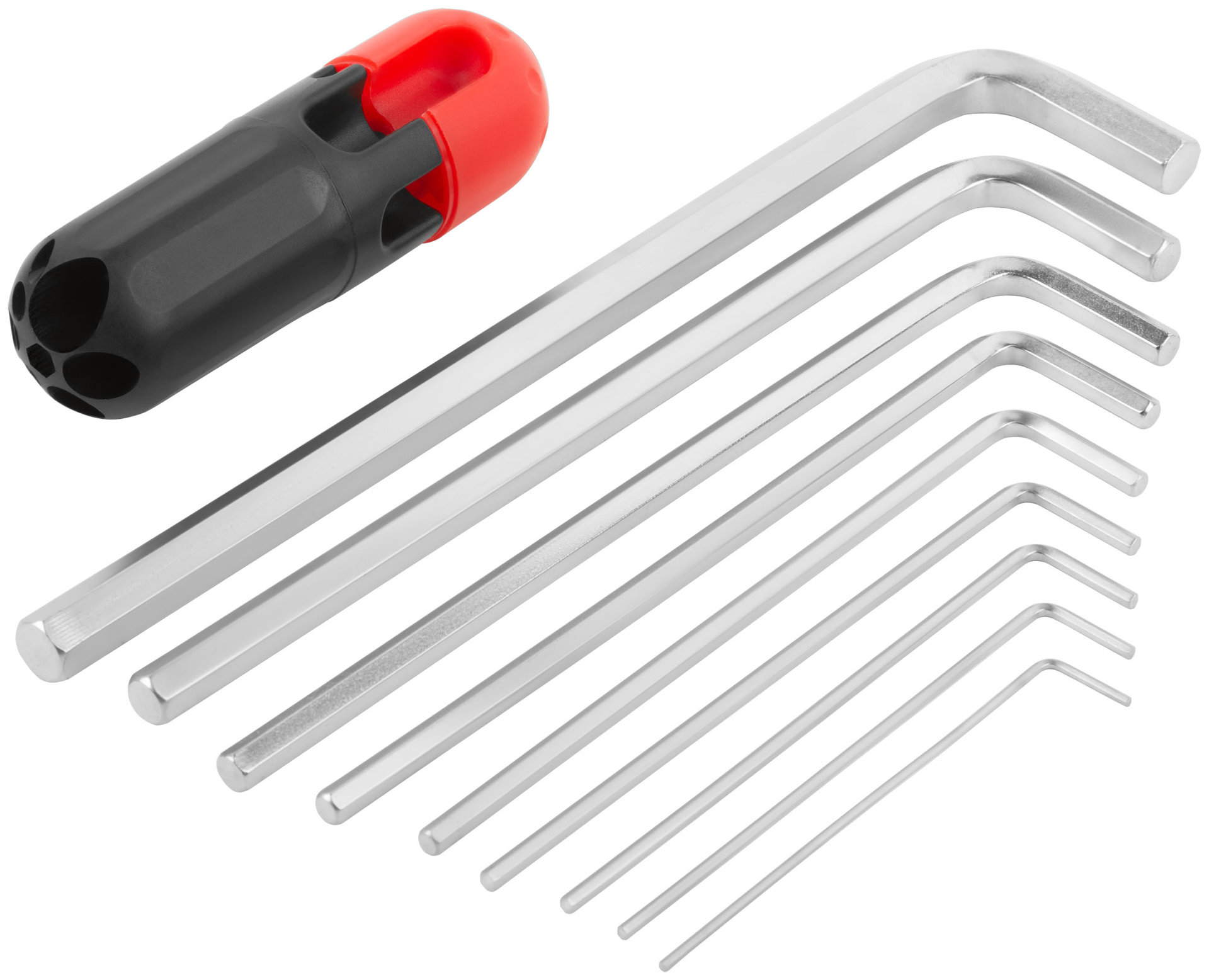 Ключи шестигранные HEX длинные CrV 9 шт.( 1,5-10 мм ), пластиковая Т-обр.ручка