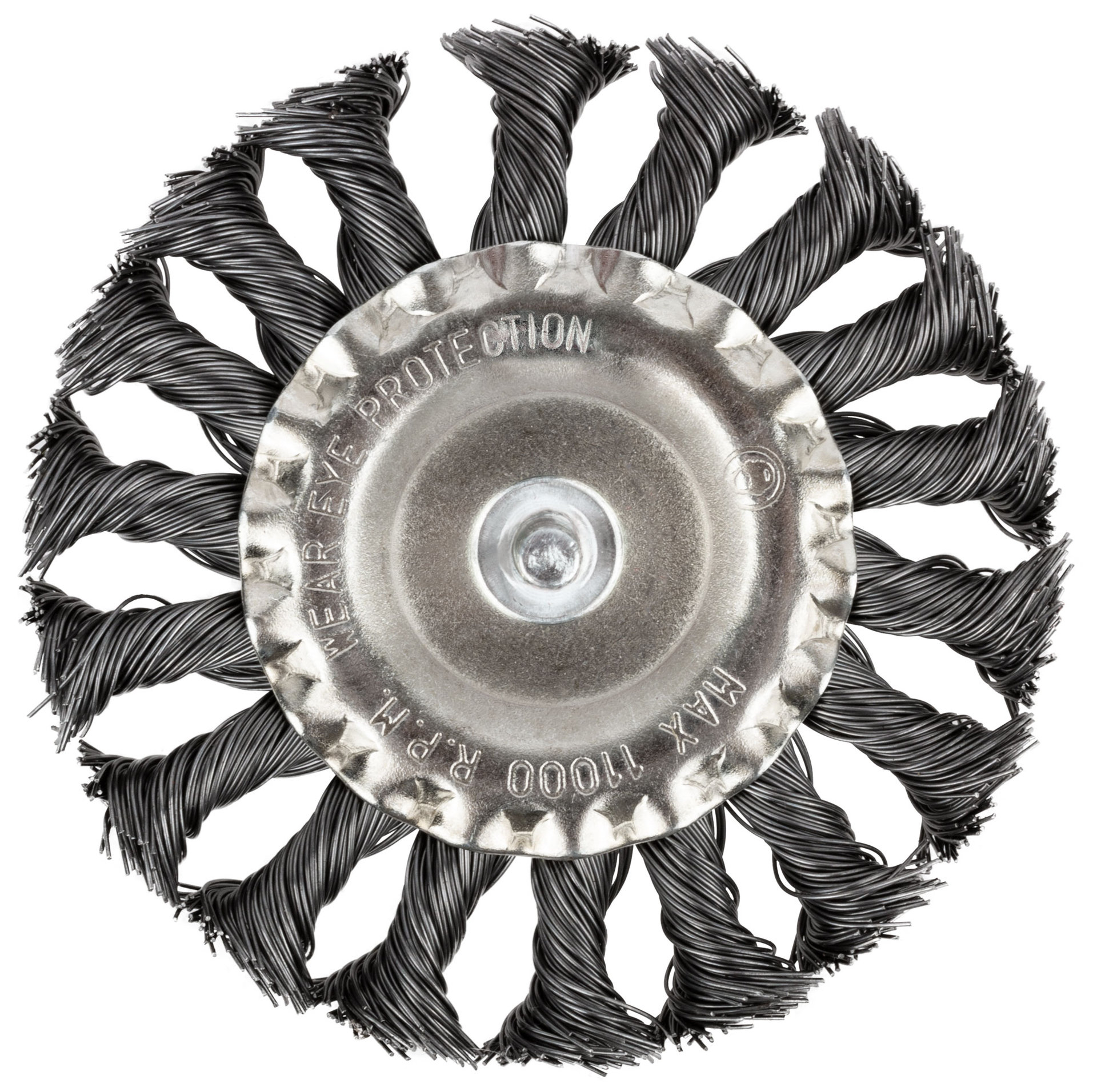 Корщетка дисковая прямая, со шпилькой, стальная витая проволока 100 мм (38474)