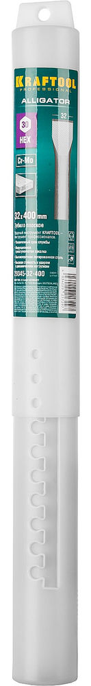 Плоское зубило ALLIGATOR, 32 x 400 мм, HEX 30 KRAFTOOL 29345-32-400