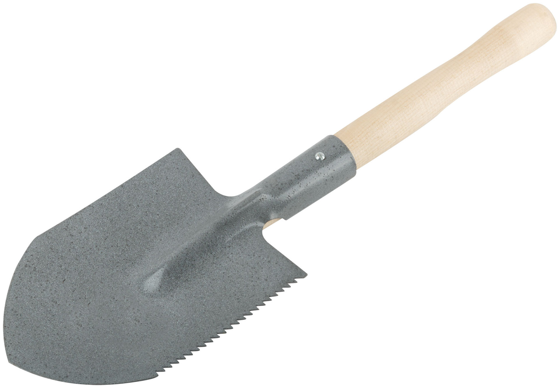 Лопатка туристическая с деревянным черенком 150x215x550 мм (77233)