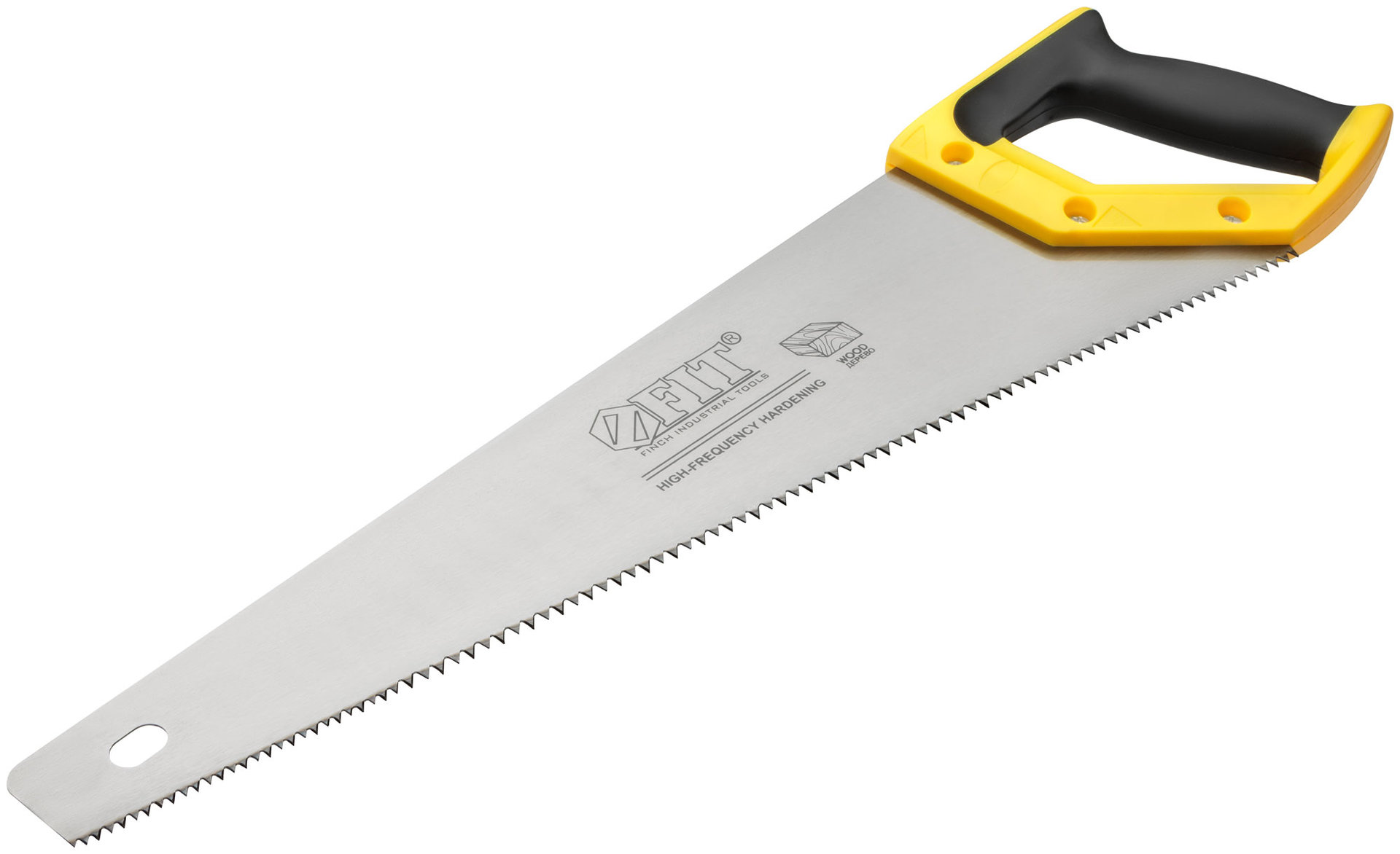 Ножовка по дереву, крупный кален.зуб 5 ТPI с запилом 7 ТPI, 2D заточка, пласт.прорезинен.ручка 450 мм (40469)
