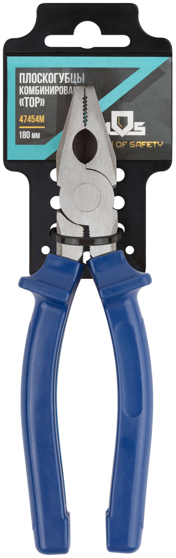 Плоскогубцы комбинированные Тор, инстр. сталь, пластиковые ручки 180 мм (47454М)