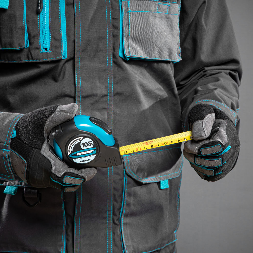 Рулетка Schlagfest,10 м x 25 мм,магнитный обрезиненный зацеп,двусторонняя шкала,автоматическая фиксация Gross