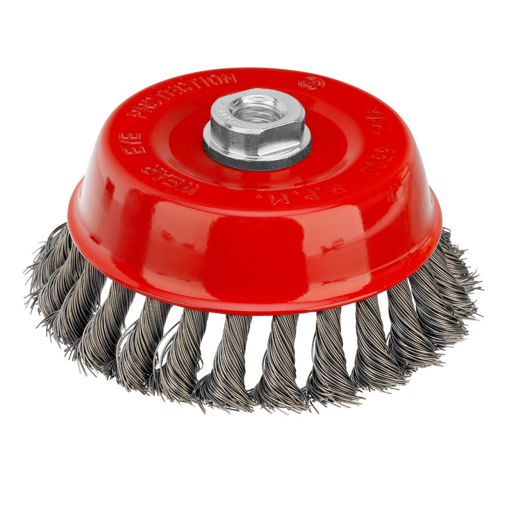 Щетка для УШМ, 125 мм, М14, чашка, крученая проволока 0.5 мм Matrix (74627)