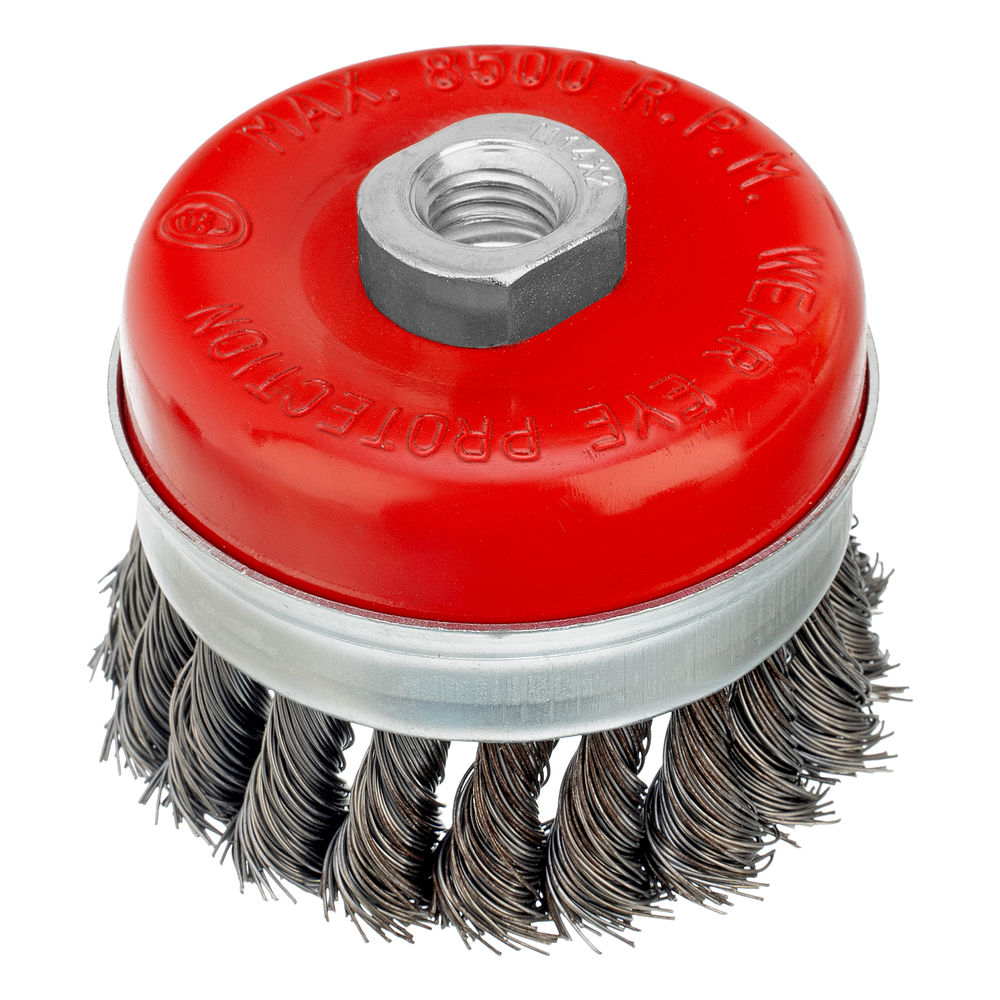 Щетка для УШМ Heavy Duty, 80 мм, М14, чашка, крученая проволока 0.5 мм Matrix (74670)