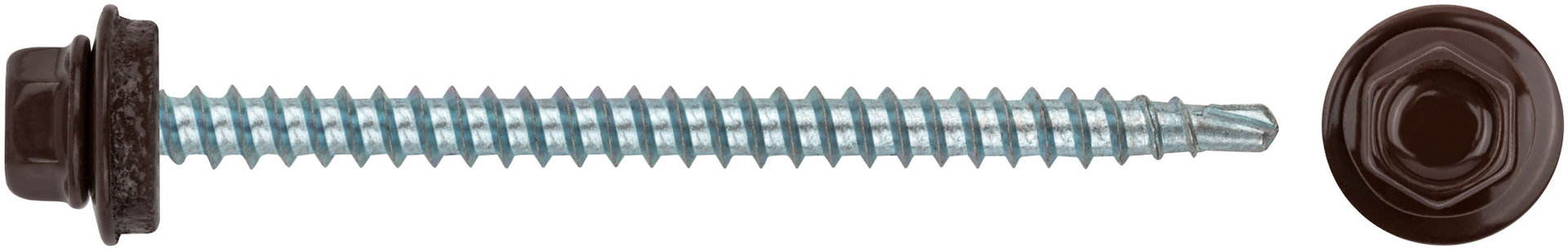 Шурупы кровельные со сверлом 4,8 х 70 коричневый RAL-8017 100шт. Фасовка (23557-0)