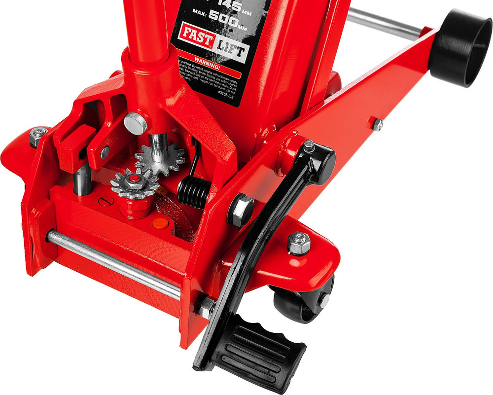 Домкрат подкатной 3.5 т, 145 - 500 мм с быстрым и высоким подъемом для СТО F-35 RED FORCE Professional STAYER 43155-3.5