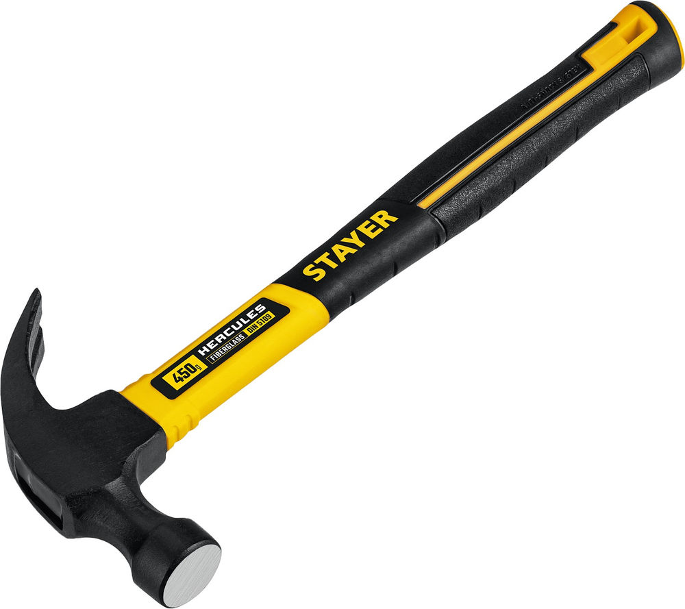 Молоток-гвоздодёр столярный Hercules, 450 г, с фиберглассовой рукояткой STAYER Professional 2026-450_z02