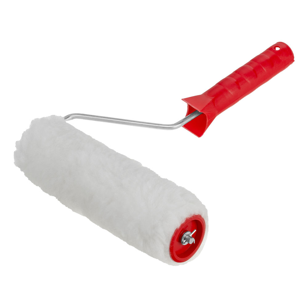 Валик Искусственный мех, в сборе, 200 мм, D 48 мм, D ручки 6 мм, крепление шплинтом Сибртех (80153)