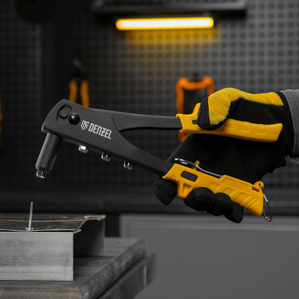 Заклепочник ручной, 255 мм, заклепки 2,4-3,2-4,0-4,8 мм Denzel (40440)