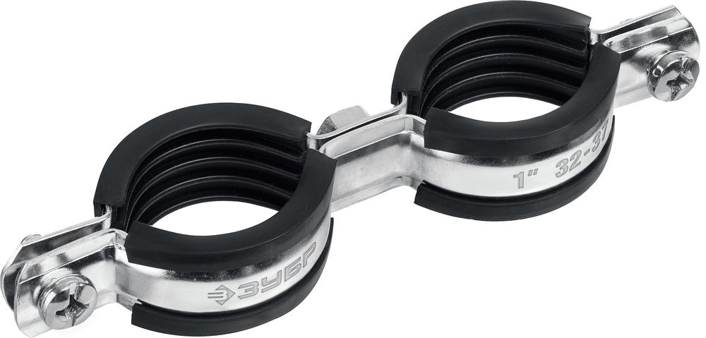 Хомут трубный двойной 1, цинк, 8 шт ЗУБР 37890-32-37