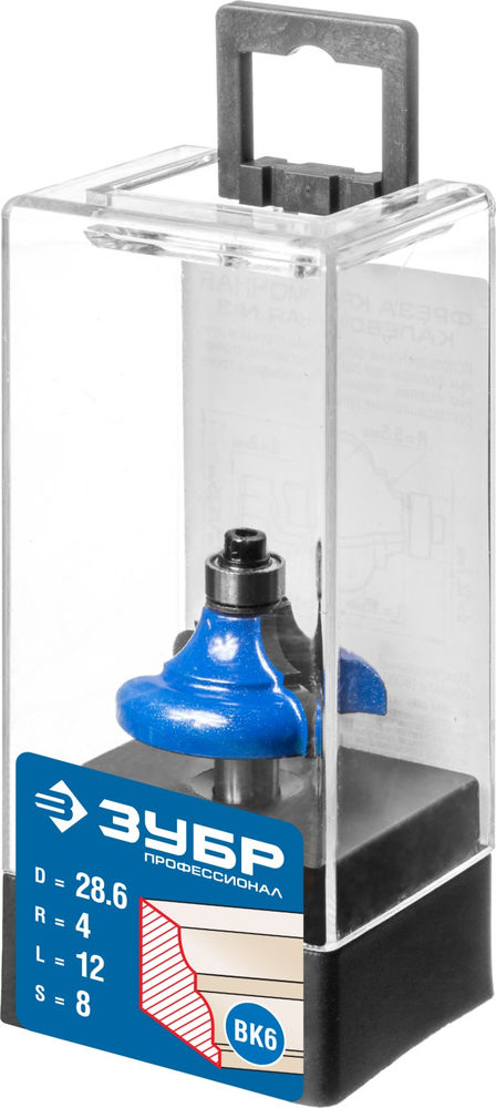 Фреза кромочная калевочная №2 28.6?12 мм радиус 4 мм ЗУБР Профессионал 28704-28.6