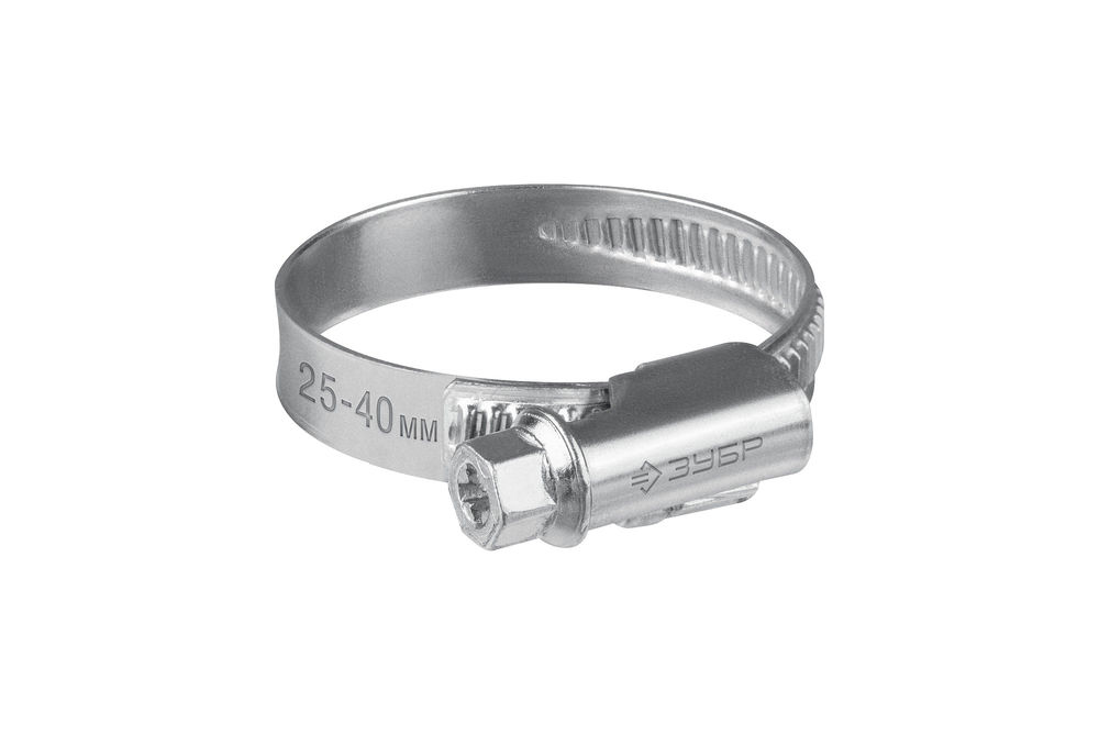 Хомут червячный Х-9Н 25 - 40 мм, накатная лента 9 мм, цинк, 50 шт ЗУБР 37807-40