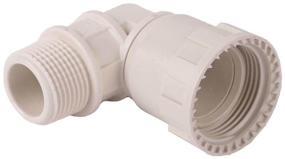 Переходник угловой ШиреФит накидная гайка - наружная резьба 26 мм - 3/4 ЗУБР 51485-26-3/4