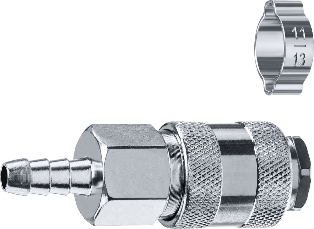 Переходник штуцер «елочка» 8 мм - рапид муфта с обжимным хомутом ЗУБР Профессионал 64917-08