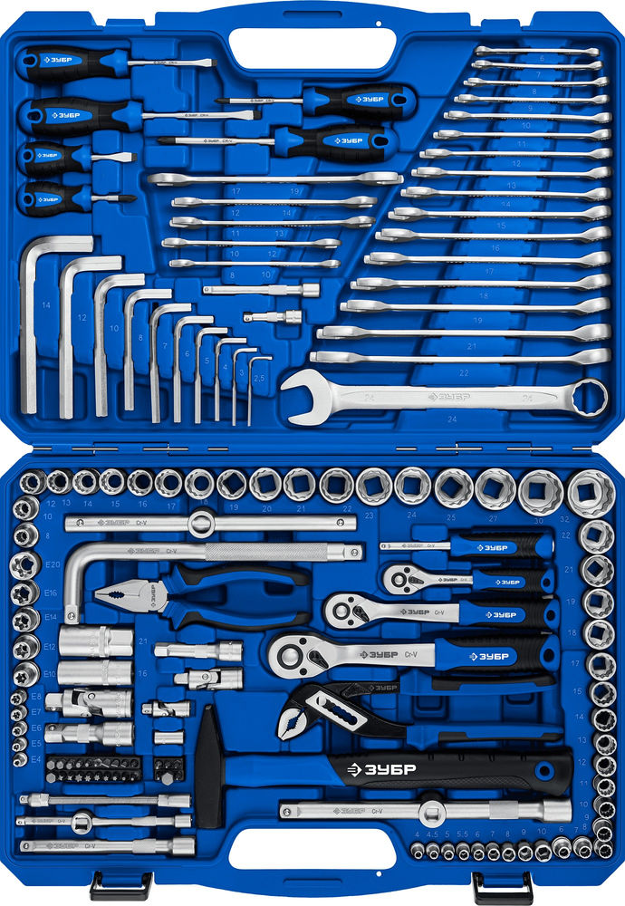 Универсальный набор инструмента 142 предм. 1/2+ 3/8+ 1/4 Профессионал ЗУБР Универсал-142 27670-H142
