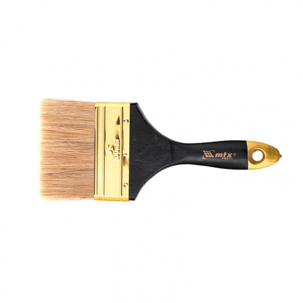 Кисть плоская Профи 4, натуральная щетина, деревянная ручка MTX (83155)