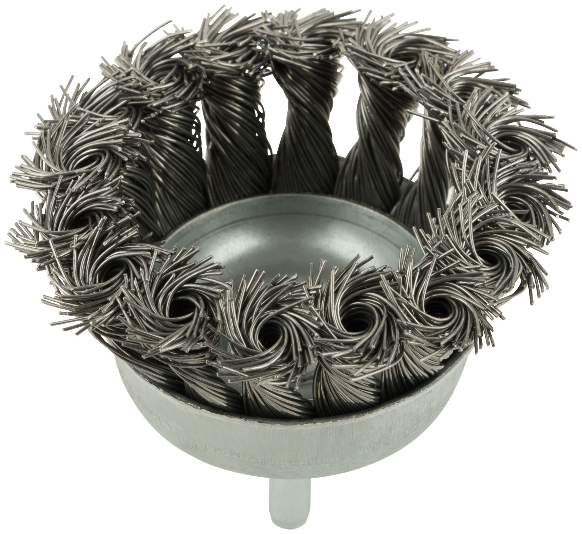 Корщетка чашечная, со шпилькой, стальная витая проволока 65 мм (38477)