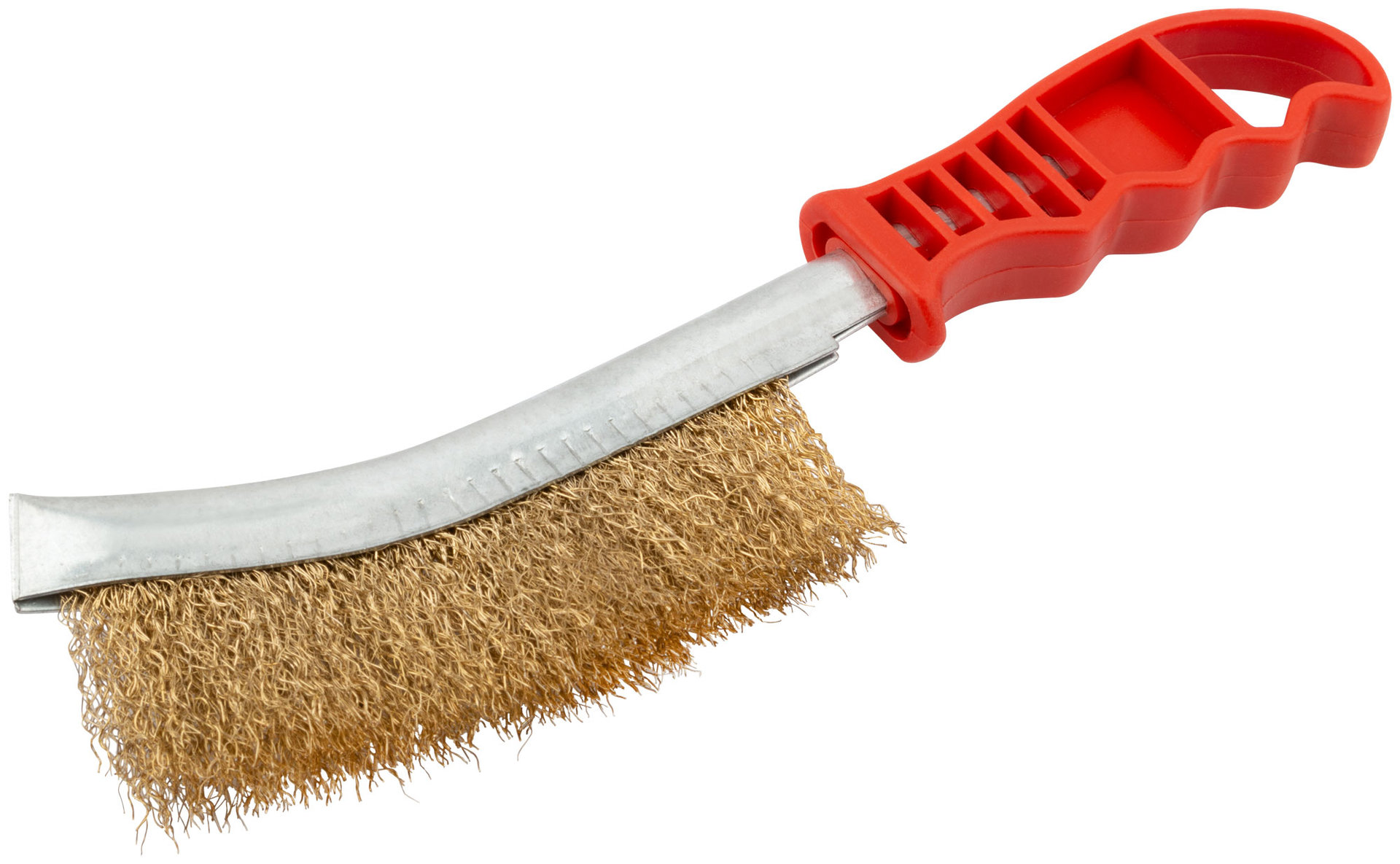 Корщетка с изогнутой пластиковой ручкой, латунированная тип В (38408)