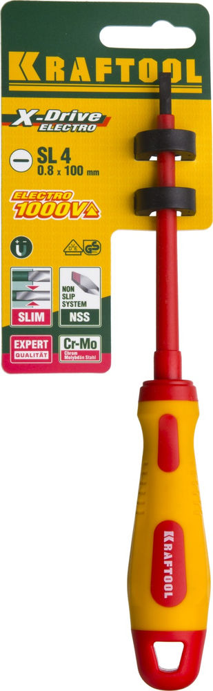 Отвертка высоковольтная SL4 х 100 мм KRAFTOOL 250083-4.0-100