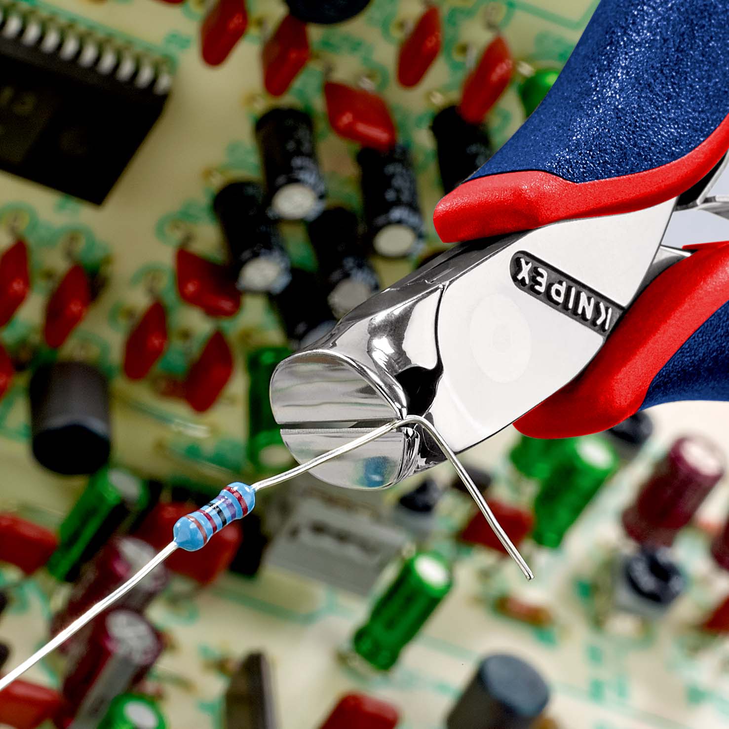 Кусачки торцевые для электроники, маленькая фаска, губки 15°, 120 мм, 2-комп ручки (KN-6432120)